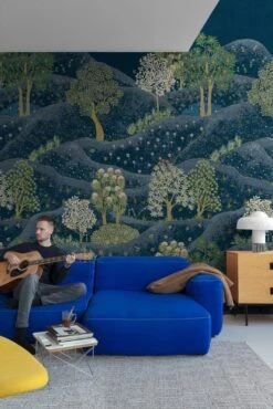 Digitaldruck Hügel Bäume Blumen Blau Grün Weiß ML1802 -Tapetenqualität Digitaldruck Huegel Baeume Blumen Blau Gruen Weiss ML1802 63217705 1