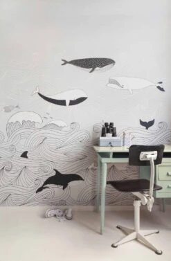 Fototapete Kinder Rasch Wale Wasser Grau Schwarz 842531 -Tapetenqualität Fototapete Kinder Rasch Wale Wasser grau schwarz 842531 190652 1