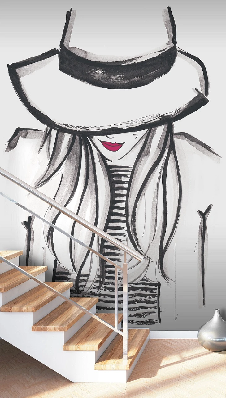 Fototapete Rasch Kruth Design Dame Weiß Schwarz 100877 3 Fototapete Rasch Kruth Design Dame Weiß Schwarz 100877