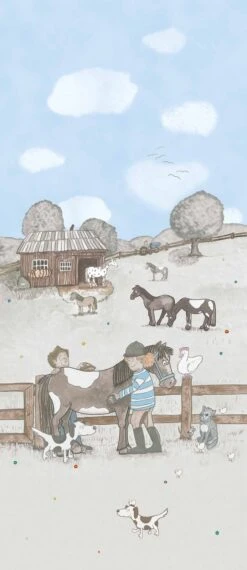 Kinder Wandbild Pferdewiese Grau Blau Jonas Kötz 46502