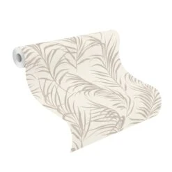 Tapete Barbara Home Collection Floral Blätter Weiß-Taupe -Tapetenqualität Tapete Barbara Home Collection Floral Blaetter Weiss Taupe 63212144 3