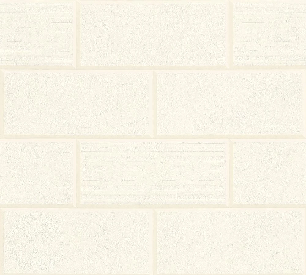 Versace Home Tapete 3D Fliesen Weiß Creme-grau 34322-2 3 Versace Home Tapete 3D Fliesen Weiß Creme-grau 34322-2