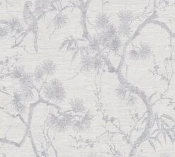 Tapete Vlies Bäume Floral Grau Silber Metallic 37867-3