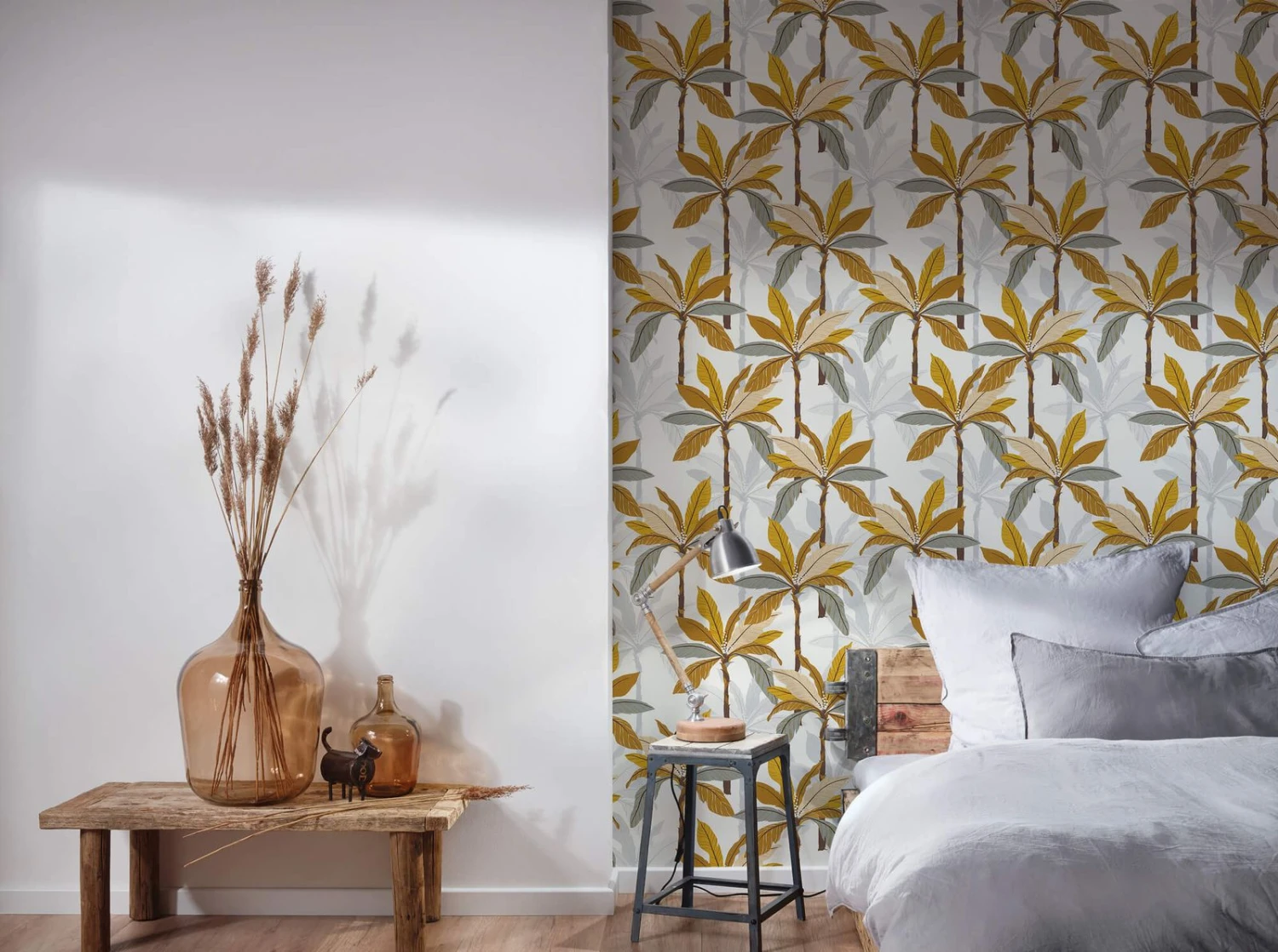 A.S. Creation Tapete Vlies Blätter Palmen Weiß Gelb Grau 37530-2 6 A.S. Creation Tapete Vlies Blätter Palmen Weiß Gelb Grau 37530-2 – Bild 4