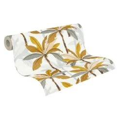 A.S. Creation Tapete Vlies Blätter Palmen Weiß Gelb Grau 37530-2