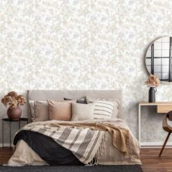 Tapete Vlies Floral Blumen Creme Beige Violet 10250-09