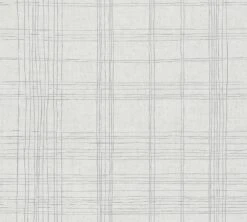 Tapete Vlies Kariert Weiß-beige Silber Metallic 37919-1