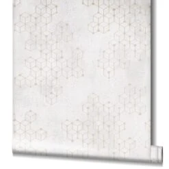 Tapete Vlies Würfel Putz Grau Gold Glanz Novamur 82243