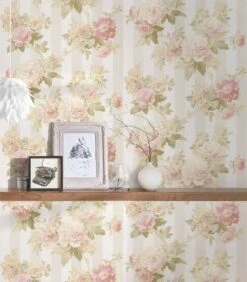 A.S. Creation Tapete Vlies Streifen Mit Blumen Creme-beige 30446-1 -Tapetenqualität Tapete aus Vlies 30446 1 Streifen mit Blumen creme beige 152931 3