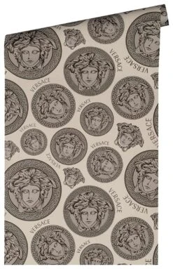 Versace Vliestapete 38611-2 Medusa Logo Beige Grau -Tapetenqualität Versace Vliestapete 38611 2 Medusa Logo Beige Grau 63213731 2