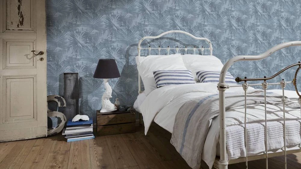 Vlies Tapete Palmenblatt Blau Hygge Livingwalls 36385-5 4 Vlies Tapete Palmenblatt Blau Hygge Livingwalls 36385-5 – Bild 2