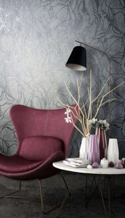 Vliestapete Marburg Grau Silber Linien Metallic 34254