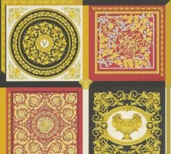 Versace Vliestapete 38704-6 Fliesen Optik Rot Schwarz