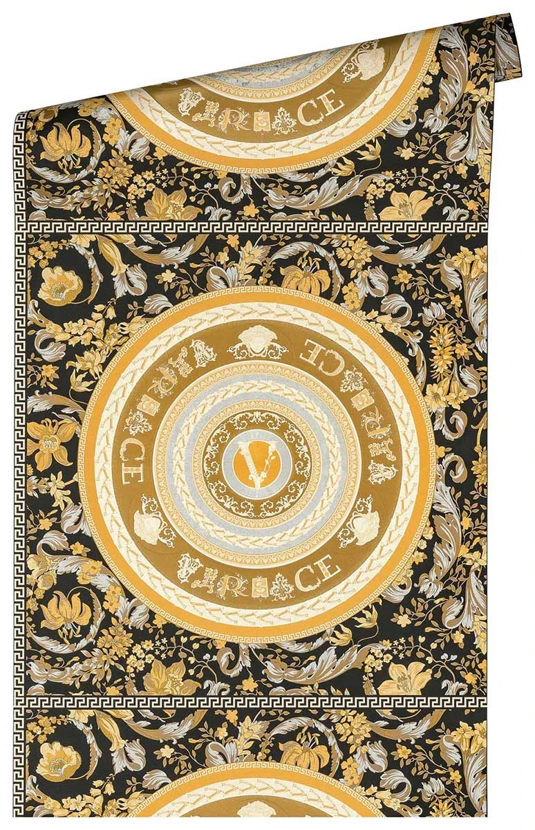 Versace Vliestapete 38705-5 Floral Medusa Schwarz Gold 7 Versace Vliestapete 38705-5 Floral Medusa Schwarz Gold – Bild 5