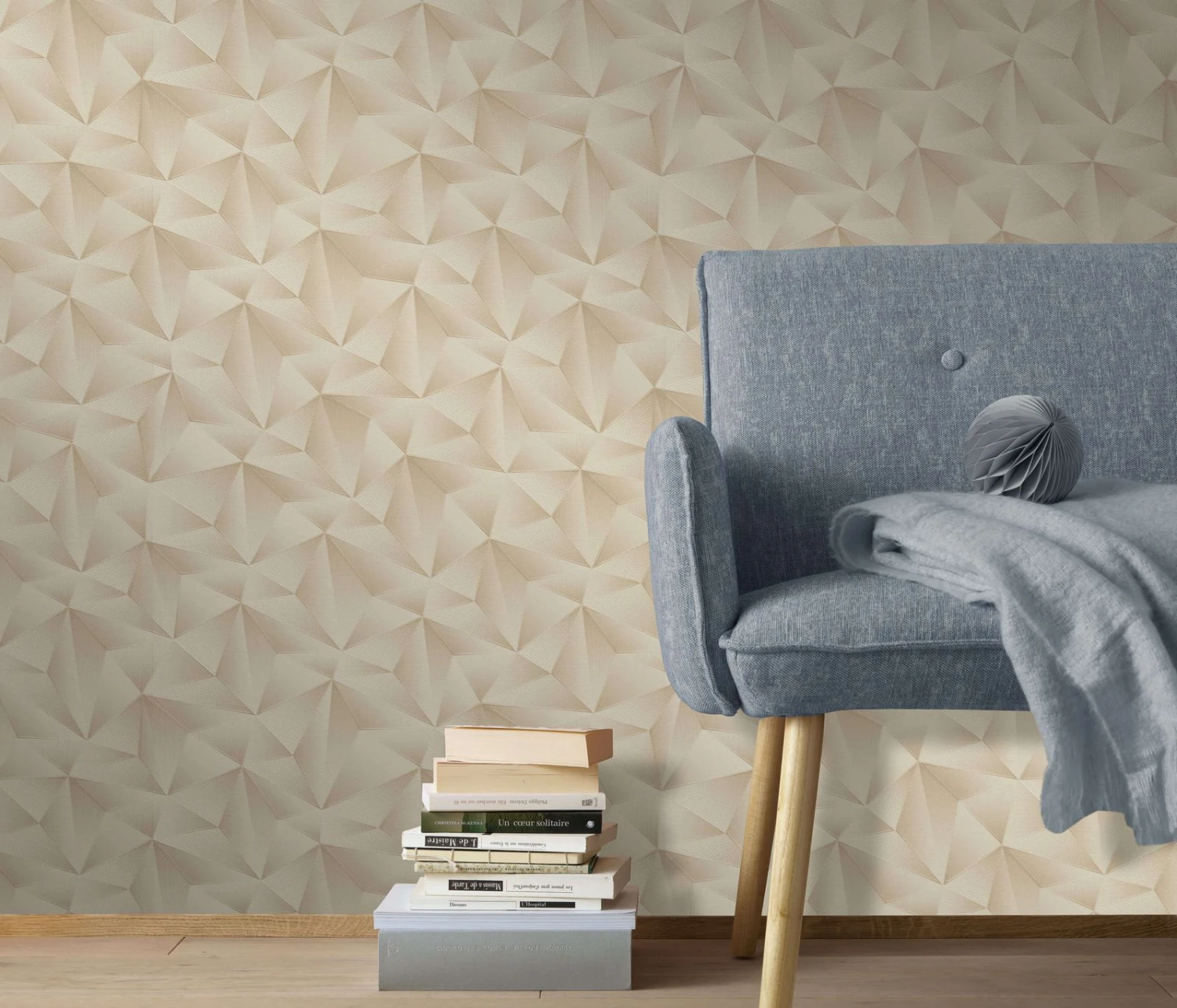 Vliestapete Dreiecke 3D Erismann 10106-02 Beige 6 Vliestapete Dreiecke 3D Erismann 10106-02 Beige – Bild 4