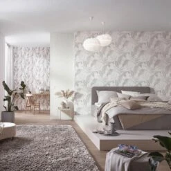 Vliestapete Elle Blattmuster Weiß Grau Silber 10332-10 -Tapetenqualität Vliestapete Elle Blaetter Weiss Grau Silber 10332 10 63216403 3