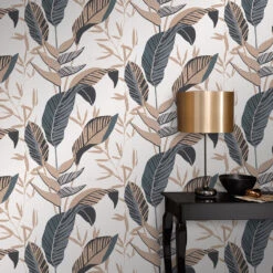 Vliestapete Elle Blattmuster Weiß Schwarz Gold 10332-15 -Tapetenqualität Vliestapete Elle Blaetter Weiss Schwarz Gold 10332 15 63216404 4