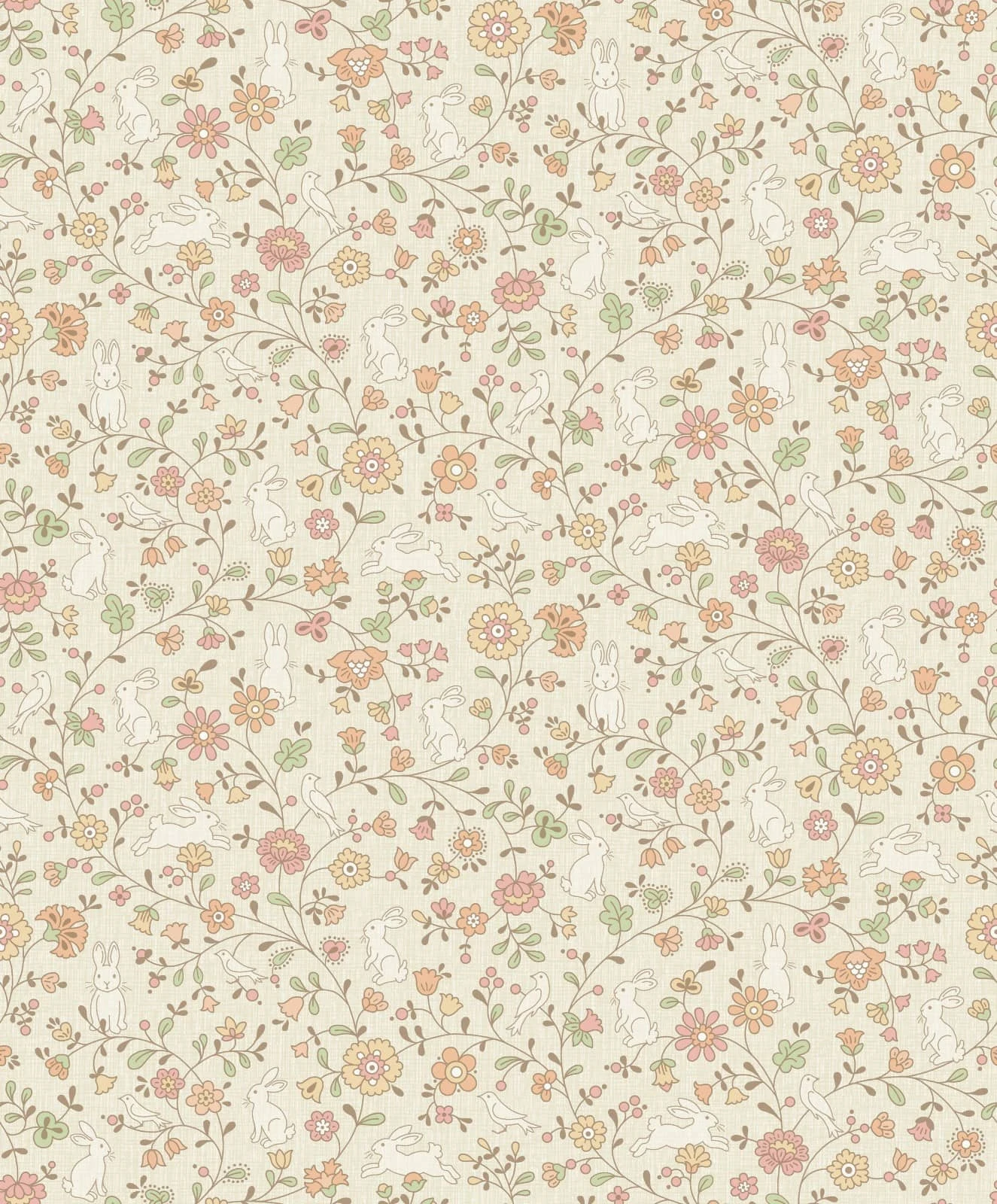 Vliestapete Textiloptik Floral Beige Orange Rot JS3103 3 Vliestapete Textiloptik Floral Beige Orange Rot JS3103