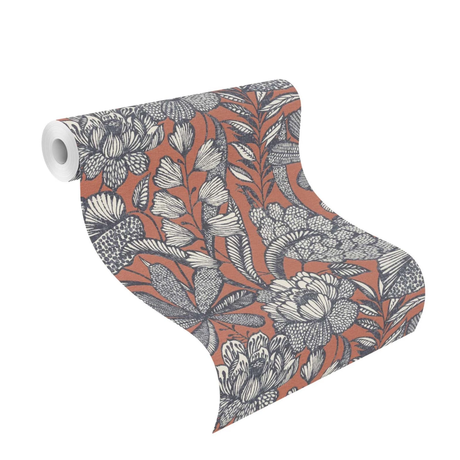 Vliestapete 555370 Rasch Lirico Orange Blau Floral Tropen 5 Vliestapete 555370 Rasch Lirico Orange Blau Floral Tropen – Bild 3