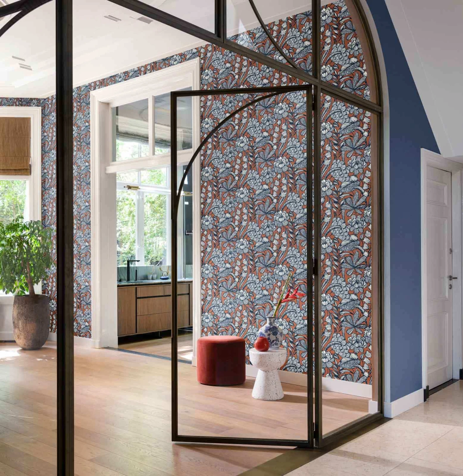 Vliestapete 555370 Rasch Lirico Orange Blau Floral Tropen 6 Vliestapete 555370 Rasch Lirico Orange Blau Floral Tropen – Bild 4