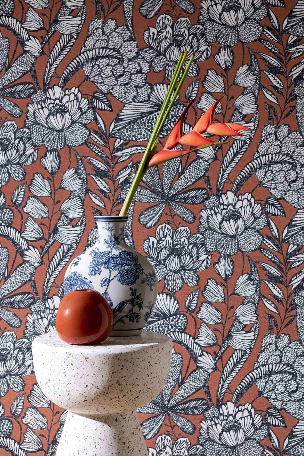 Vliestapete 555370 Rasch Lirico Orange Blau Floral Tropen 3 Vliestapete 555370 Rasch Lirico Orange Blau Floral Tropen