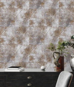 A.S. Creation Vliestapete Grafik Betonoptik Grau Gold Metallic 38976-4 -Tapetenqualität Vliestapete Rauten Muster Grau Gold Metallic 38976 4 63216922 8