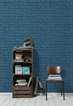 Vliestapete Steinmauer Blau 36912-3 -Tapetenqualität Vliestapete Stein Mauer blau 36912 3 191312