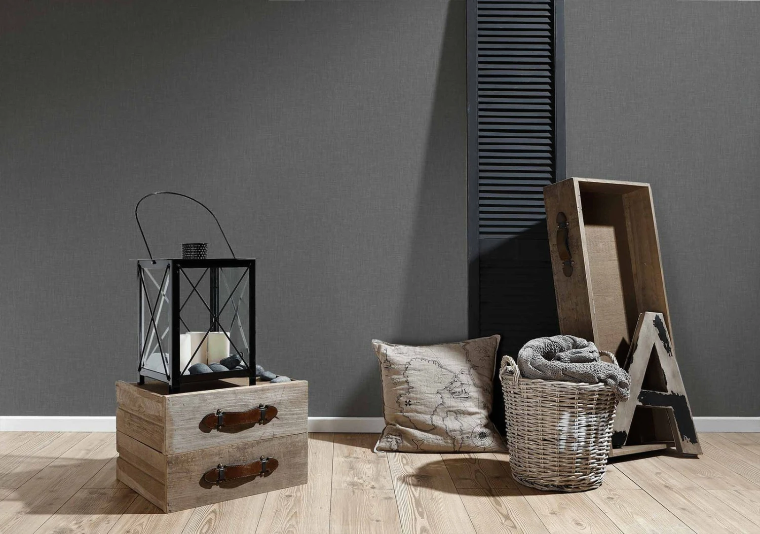 Vliestapete Uni Textil-Optik Anthrazit 36922-3 5 Vliestapete Uni Textil-Optik Anthrazit 36922-3 – Bild 3